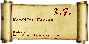 Kozáry Farkas névjegykártya